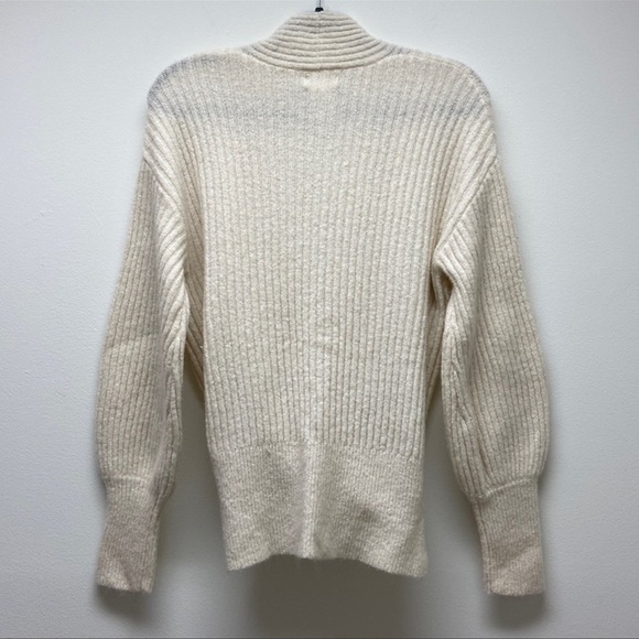 NWT Max Studio | Knit Sweater Faux Wrap-Bishop Sleeve in Ivory M - Picture 3 of 11